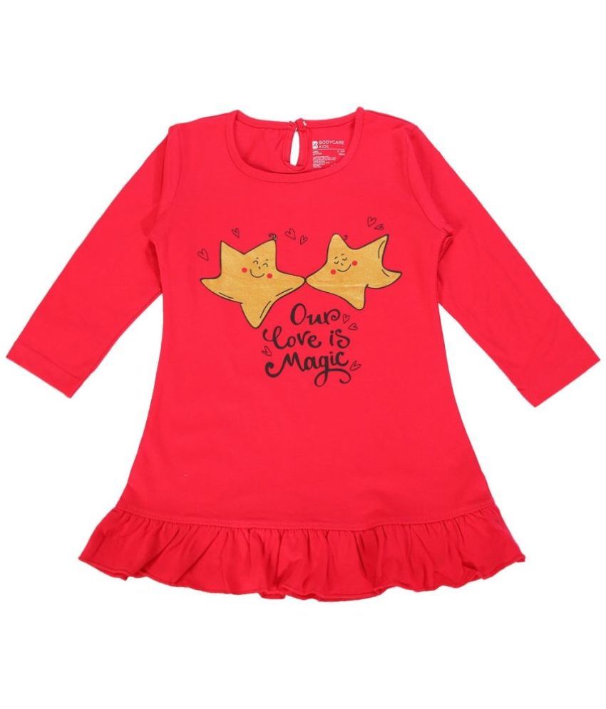     			Bodycare - Red Cotton Girls Frock ( Pack of 1 )