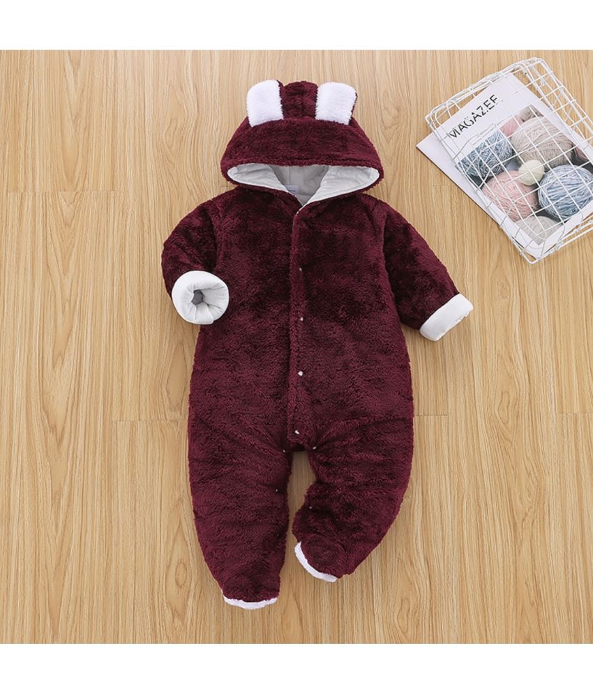     			Brandonn Baby ROMPER BOOTIEE PLAIN COFFEE for Baby Boys & Baby Girls Fleece Fabric With Solid Pattern For Kids/Infants/New Borns of Age 12 - 18 Months (Brown)