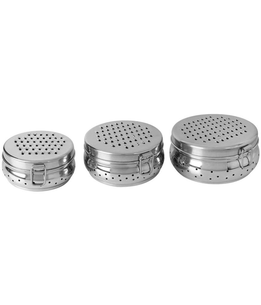    			Dynore - Khamni Dabba Steel Silver Utility Container ( Set of 3 )