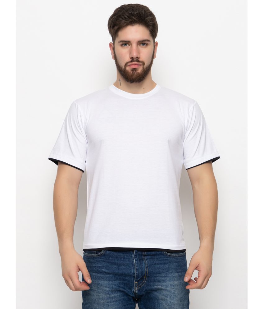     			Emerald - White Cotton Blend Regular Fit Men's T-Shirt ( Pack of 1 )