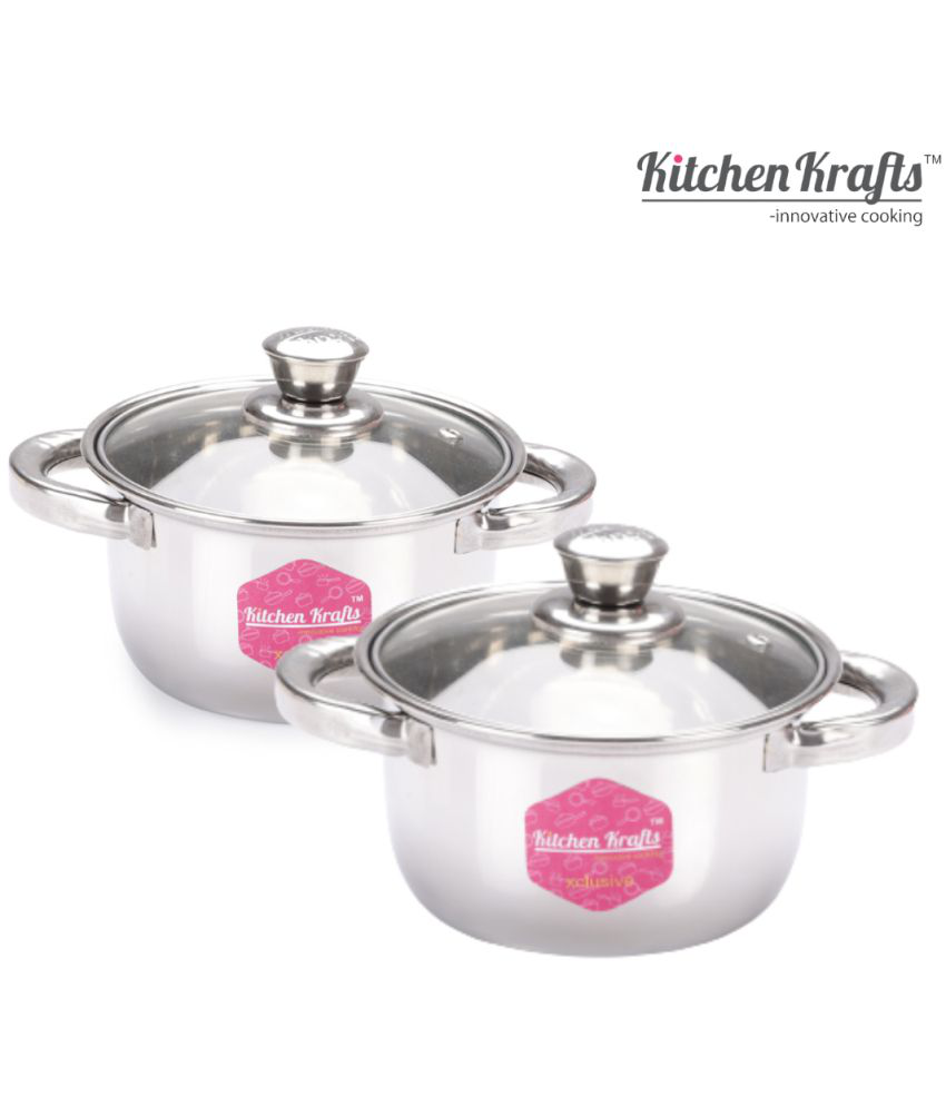     			Kitchen Krafts - 2pc D/O 16cm each Stainless Steel No Coating Handi 1000 ml each ( Pack of 2 )