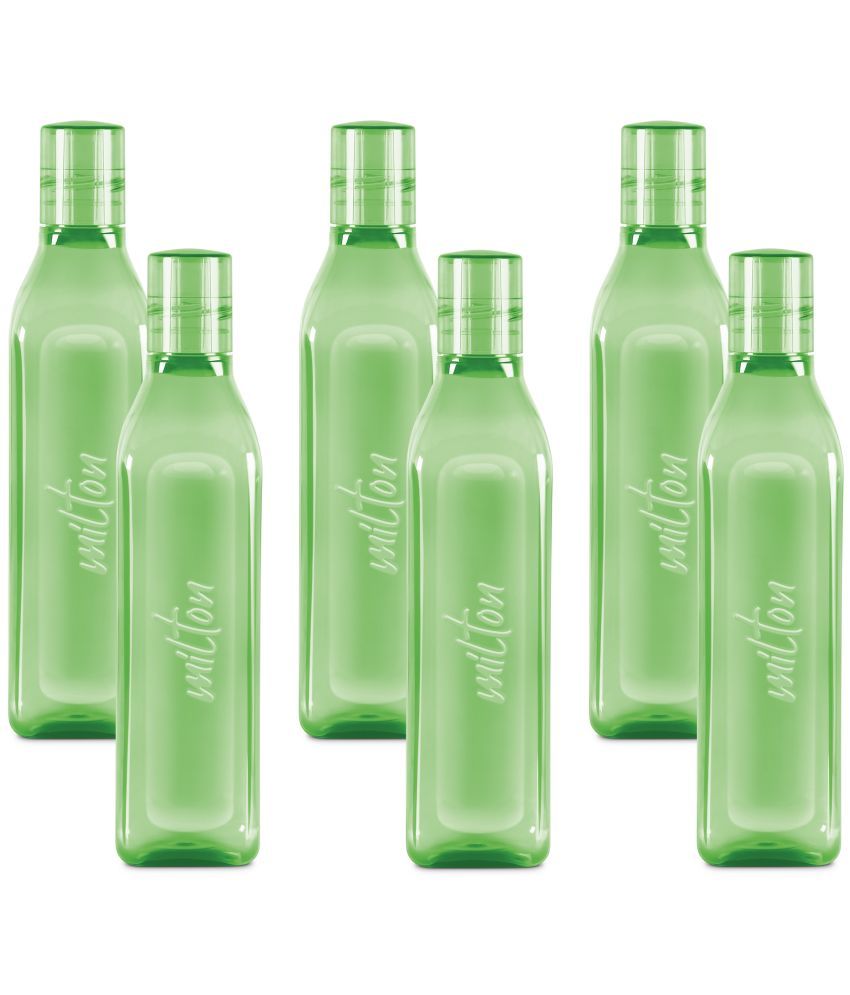     			Milton Prive PET Water bottle (Set of 6, 1 Litre Each) Green