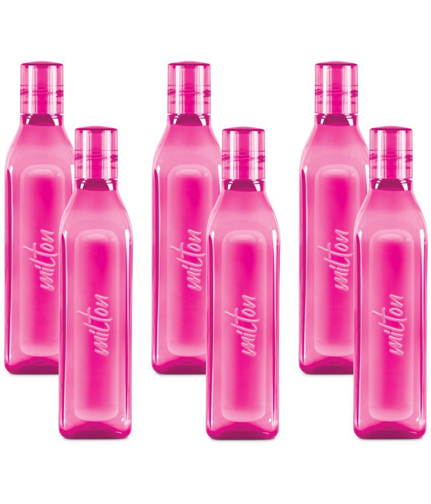     			Milton Prive PET Water bottle (Set of 6, 1 Litre Each) Pink