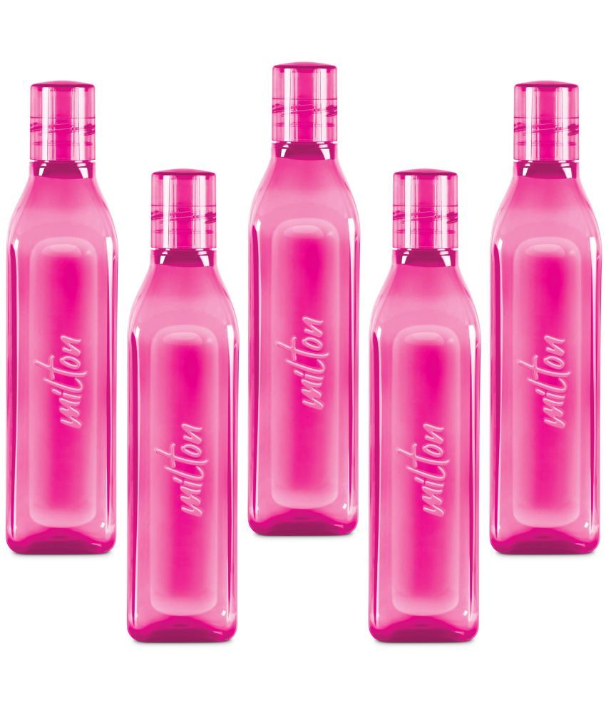     			Milton Prive PET Water bottle (Set of 5, 1 Litre Each) Pink