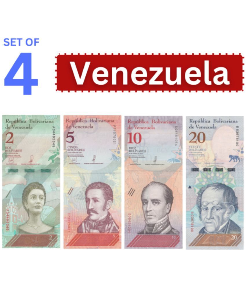     			Numiscart - Set of 4 - 2,5,10 and 20 Bolivares (2018) Venezuela Collectible Rare 4 Notes Paper currency & Bank notes