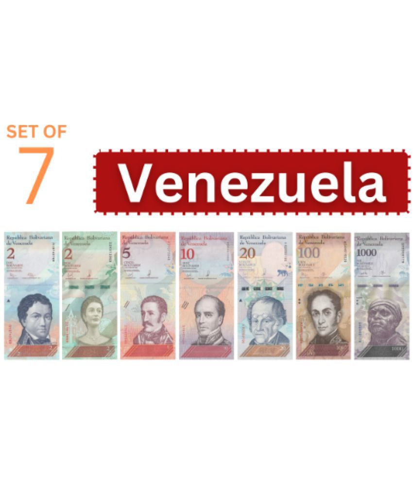     			Numiscart - Set of 7 - 2,5,10,20,100 and 1000 Bolivares (2012-18) Venezuela Collectible Rare 7 Notes Paper currency & Bank notes