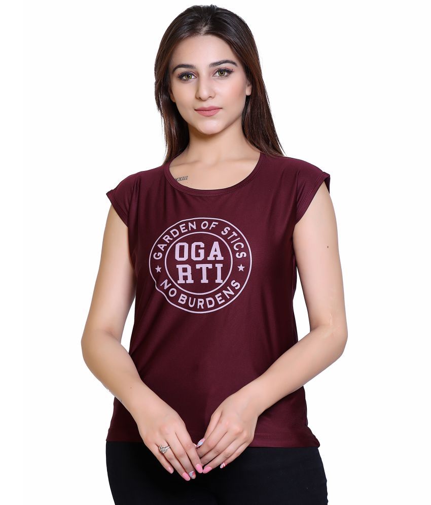     			Ogarti - Wine Lycra Regular Fit Women's T-Shirt ( Pack of 1 )