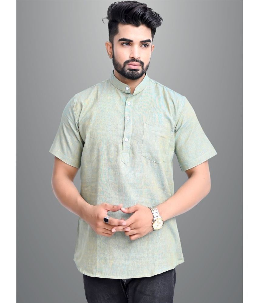     			QuaClo - Light Blue Cotton Men's Regular Kurta ( Pack of 1 )