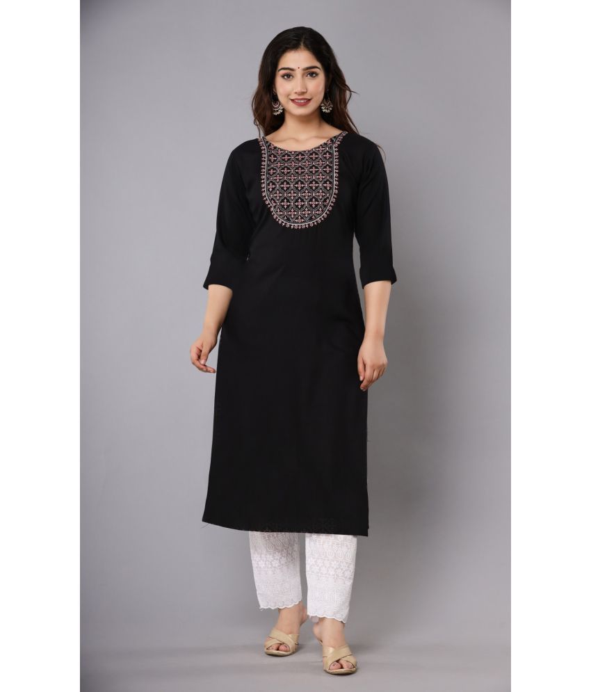     			RAIYANI FASHION - Black Rayon Women's Straight Kurti ( Pack of 1 )