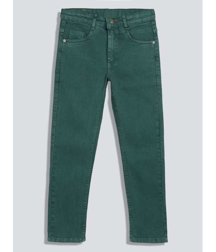     			Urbano Juniors Boy's Green Slim Fit Washed Denim Jeans Stretch