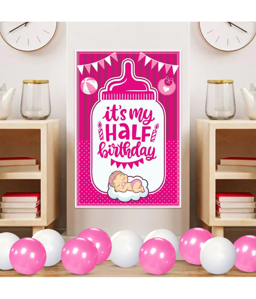     			Zyozi Colorful Baby Girl Theme Half Birthday Sign Half Birthday Door Board Half Birthday Door Board Wall Decorations Baby Girl Bday Party Supplies Favors for Kids Girls