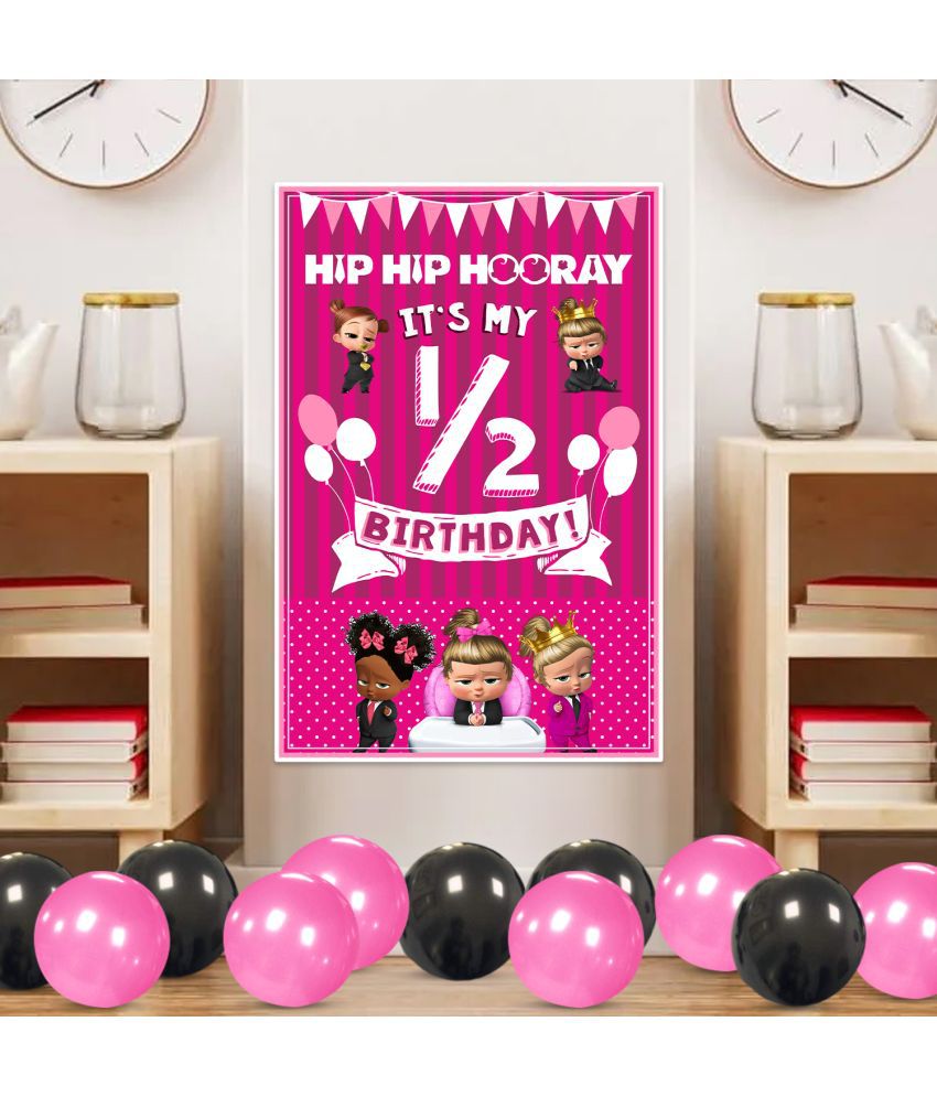     			Zyozi Colorful Boss Baby Girl Theme Half Birthday Sign Half Birthday Door Board Half Birthday Door Board Wall Decorations Boss Baby Girl Bday Party Supplies Favors for Kids Girls