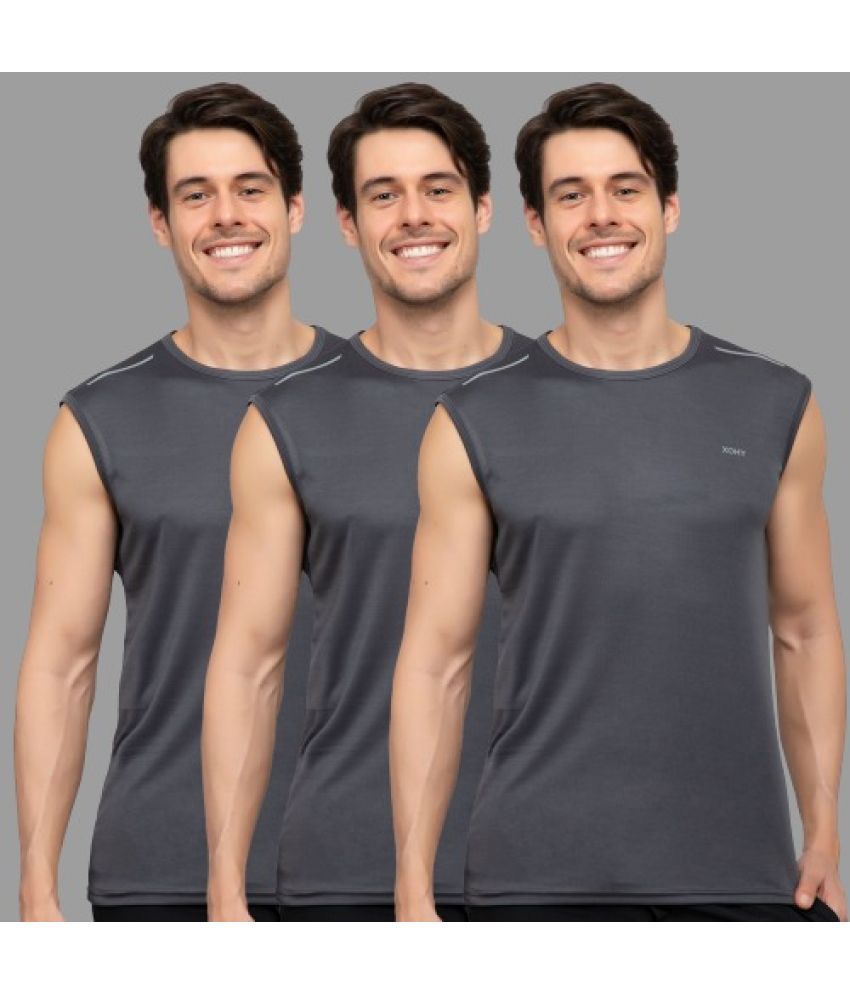     			xohy - Dark grey Polyester Men's Vest ( Pack of 3 )