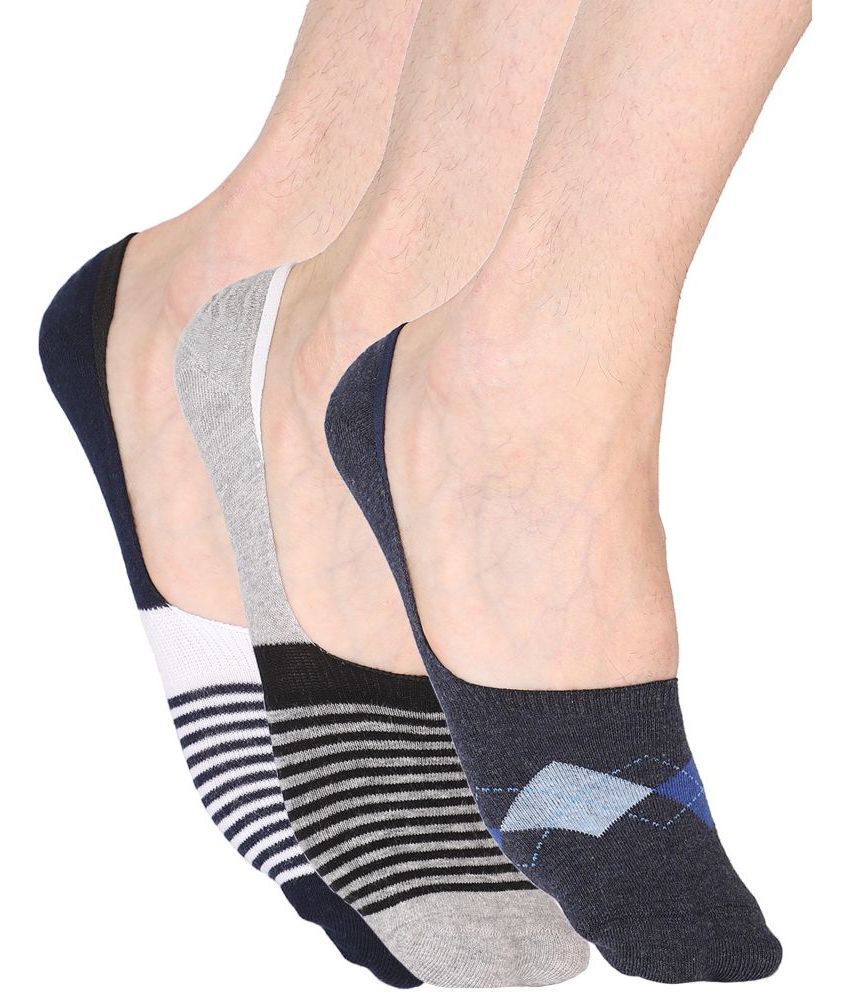     			Bodycare - Cotton Blend Men's Striped Multicolor No Show Socks ( Pack of 3 )