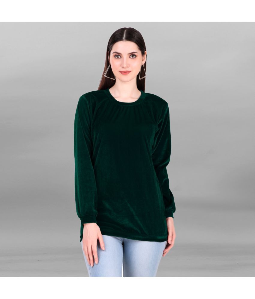     			JULEE - Green Velvet Women's Regular Top ( Pack of 1 )