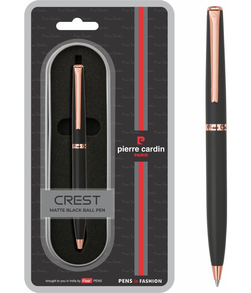    			Pierre Cardin Crest Matte Black Finish Exclusive Ball Pen Blister Pack | Metal Body With Twist Mechanism | Smudge Free Writing, Smooth Refillable Pen | Ideal For Gifting | Blue Ink, Pack Of 1