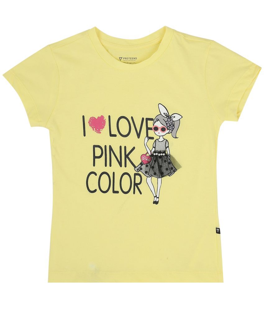     			Proteens - Yellow Cotton Girls T-Shirt ( Pack of 1 )