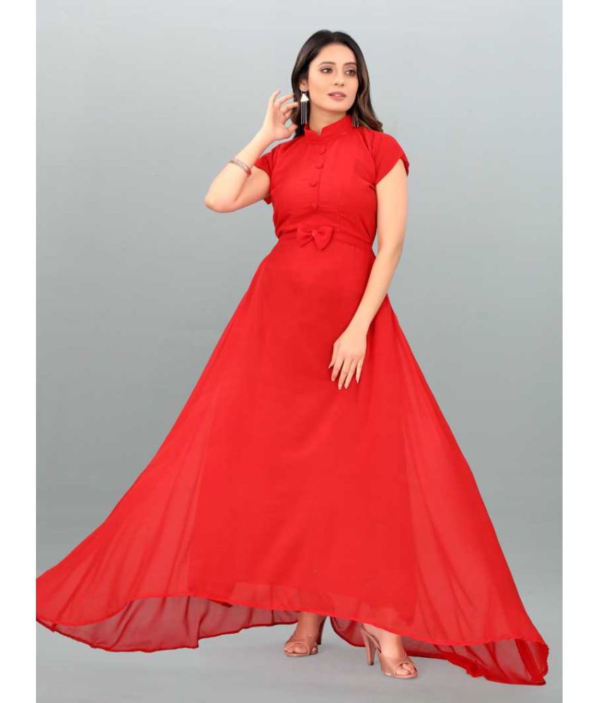     			RAIYANI FASHION - Red Georgette Women's Gown ( Pack of 1 )