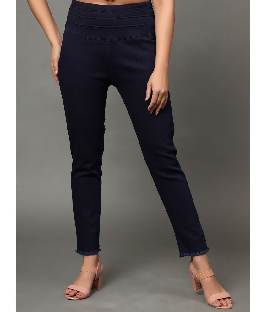     			AngelFab - Denim Skinny Fit Navy Blue Women's Jeggings ( Pack of 1 )