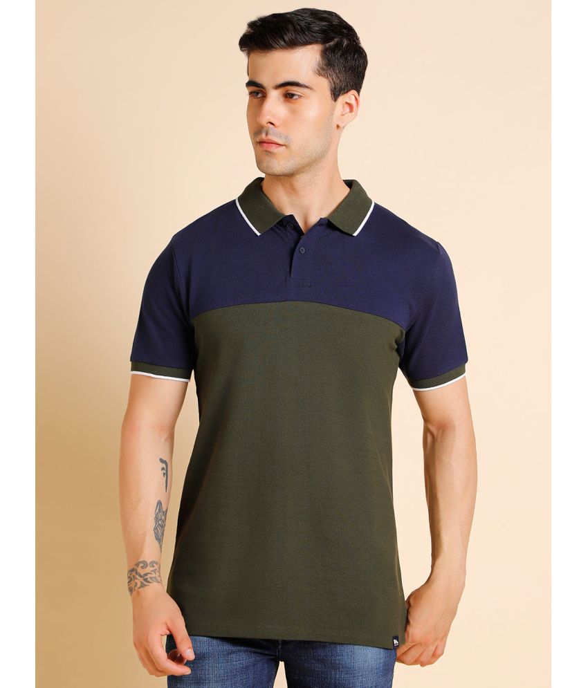     			Dennis Lingo - Olive Green Cotton Blend Slim Fit Men's Polo T Shirt ( Pack of 1 )