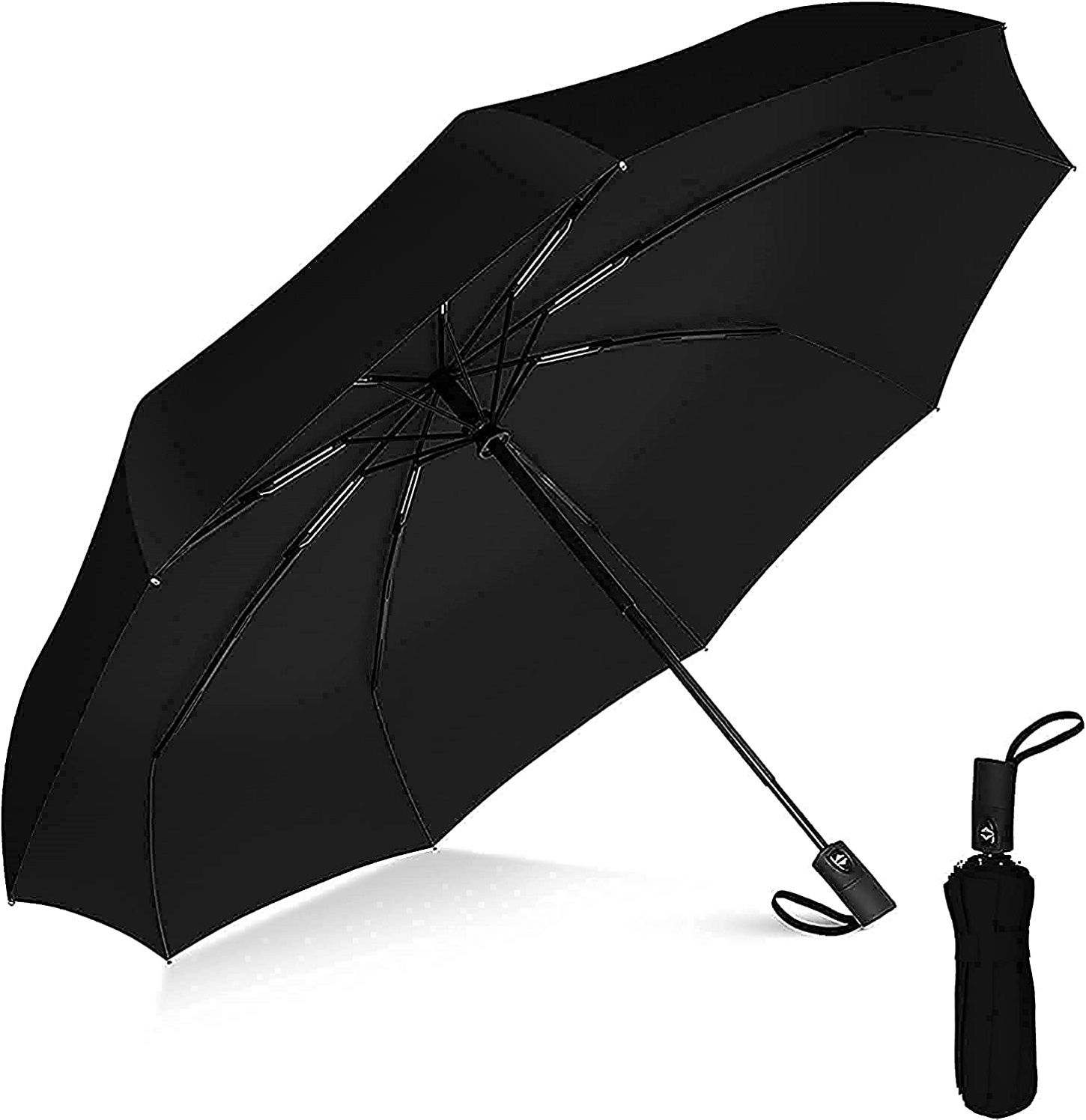     			GEEO Umbrella for Auto Open Close Lightweight Umbrella for Men 3 Fold Umbrella for Rain Windproof Compact Automatic Strong Steel Shalf Perfect for Car Purse Black Color