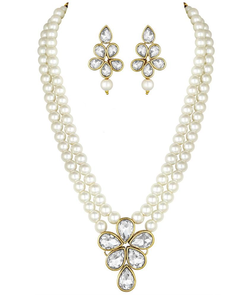     			I Jewels - White Alloy Necklace Set ( Pack of 1 )