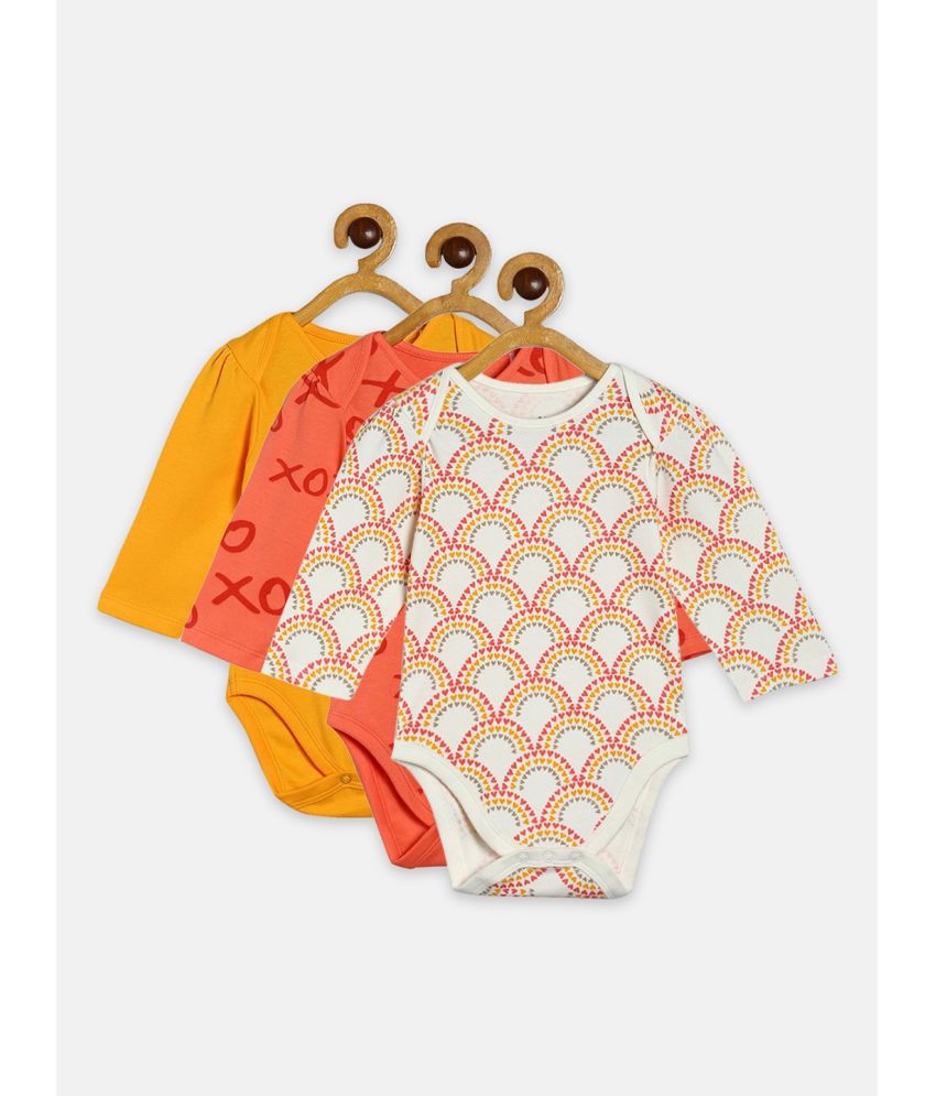     			miniklub - Multi Color Cotton Bodysuit For Baby Girl ( Pack of 3 )