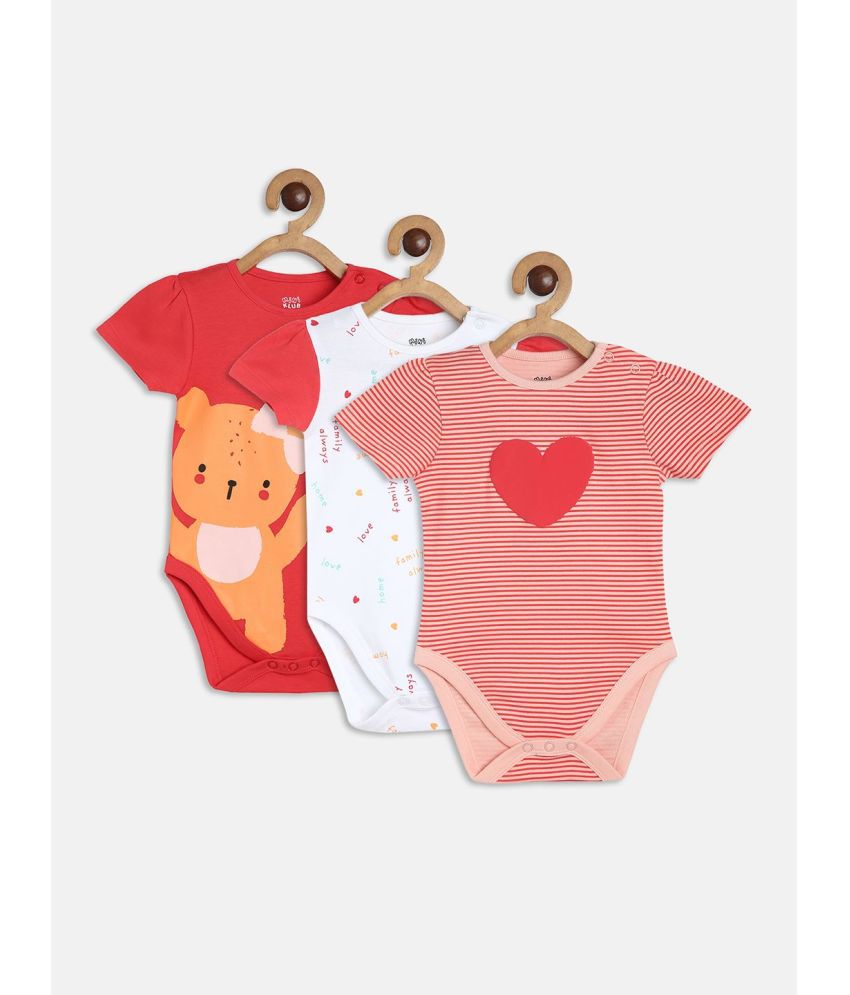     			miniklub - Multi Color Cotton Bodysuit For Baby Girl ( Pack of 3 )