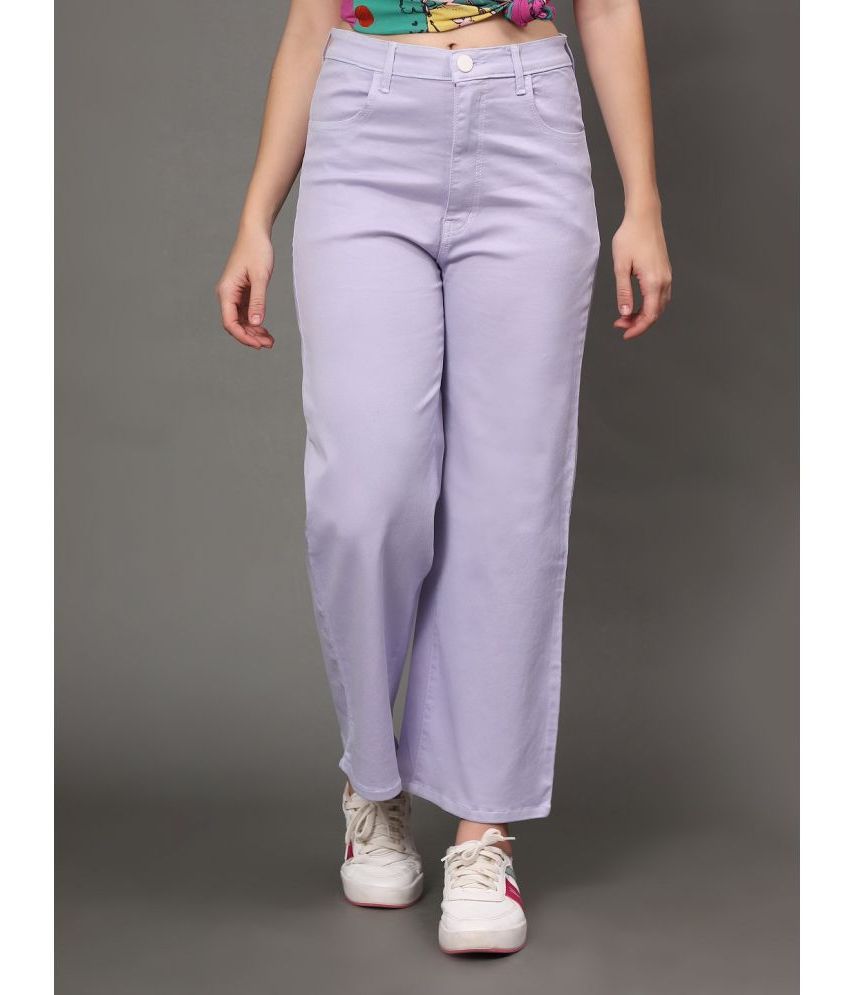     			AngelFab - Purple Denim Flared Women's Casual Pants ( Pack of 1 )