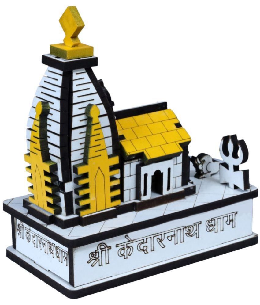     			vivek homesaaz Hand Carved Wooden 3D Kedarnath Temple Miniature For Home And Car Dashboard