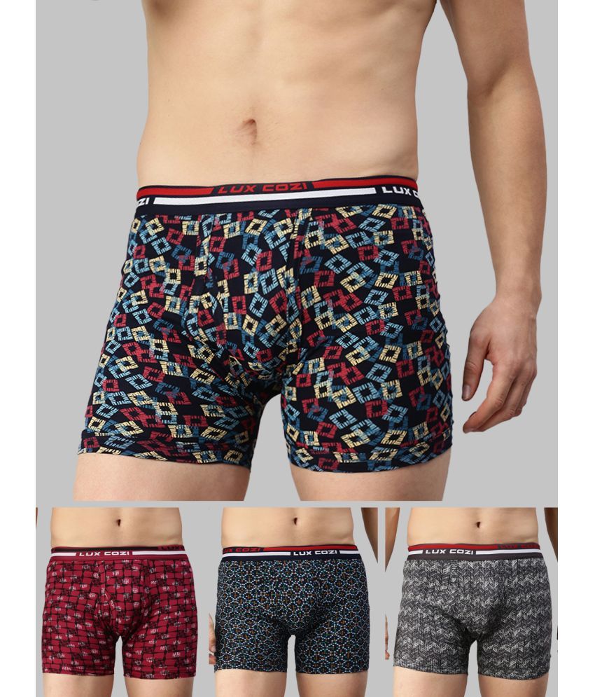     			Pack of 4 Lux Cozi - Grey Melange Cotton Men's Trunks