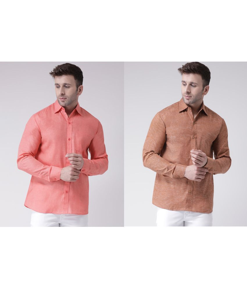     			RIAG - Brown Cotton Blend Regular Fit Men's Casual Shirt ( Pack of 2 )