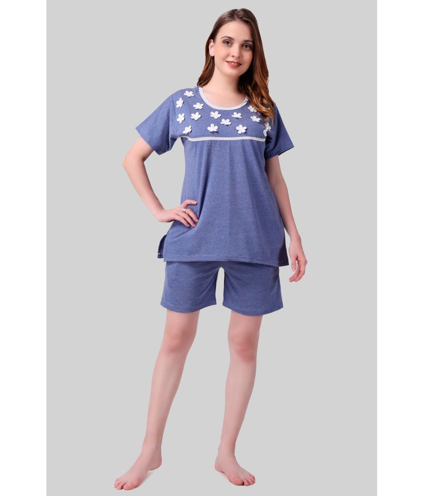     			Affair - Blue Cotton Blend Women's Nightwear Nightsuit Sets ( Pack of 1 )