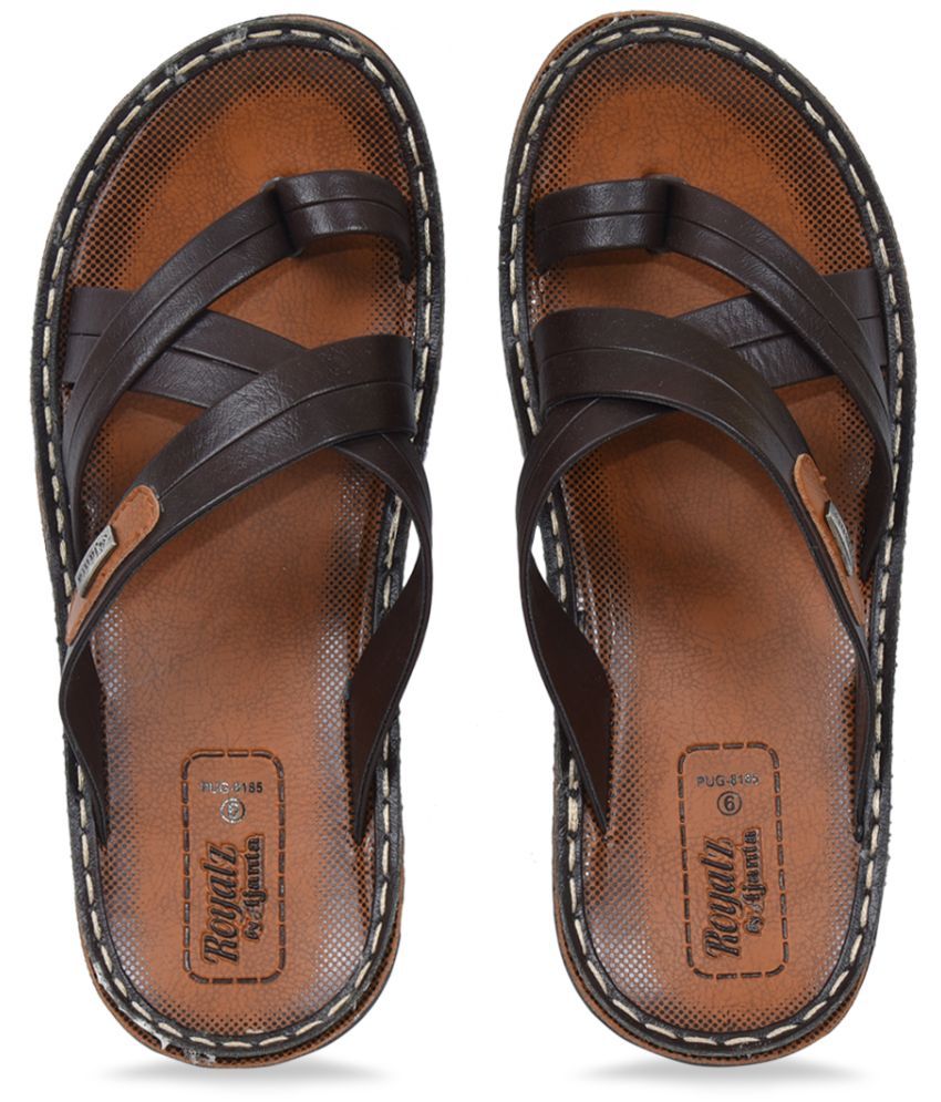     			Ajanta - Brown Men's Leather Slipper