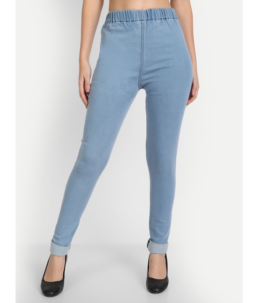     			AngelFab - Denim Skinny Fit Light Blue Women's Jeggings ( Pack of 1 )