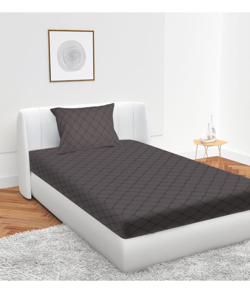     			Apala Microfiber Big Checks Single Bedsheet with 1 Pillow Cover - Grey