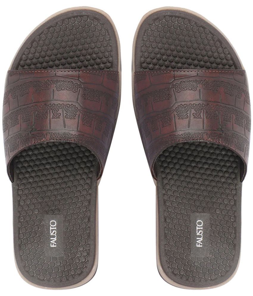     			Fausto - Brown Men's Slide Flip Flop