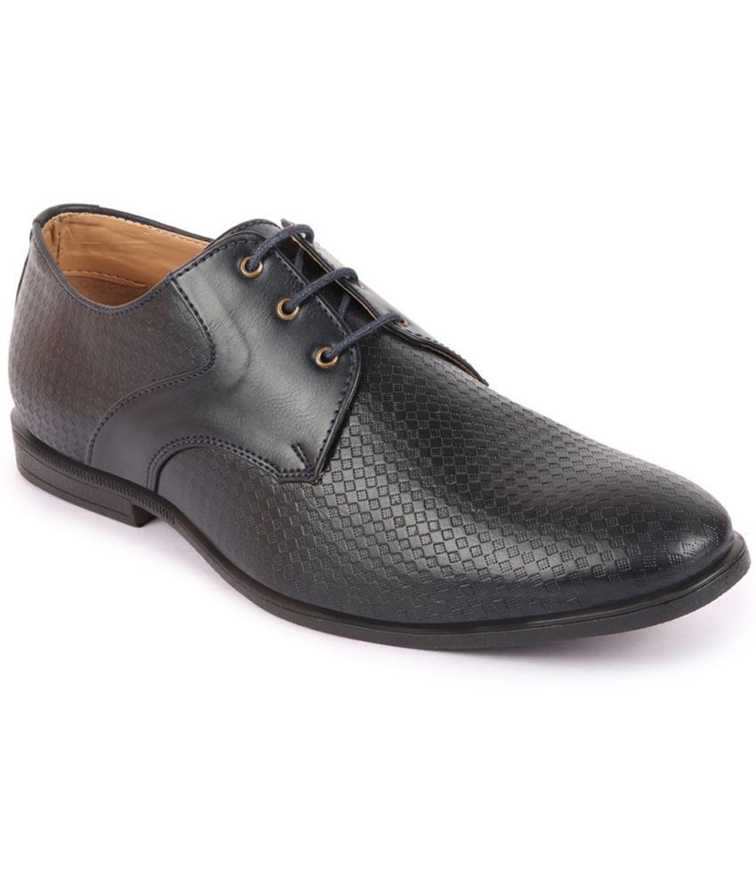     			Fausto - Navy Blue Men's Derby Formal Shoes