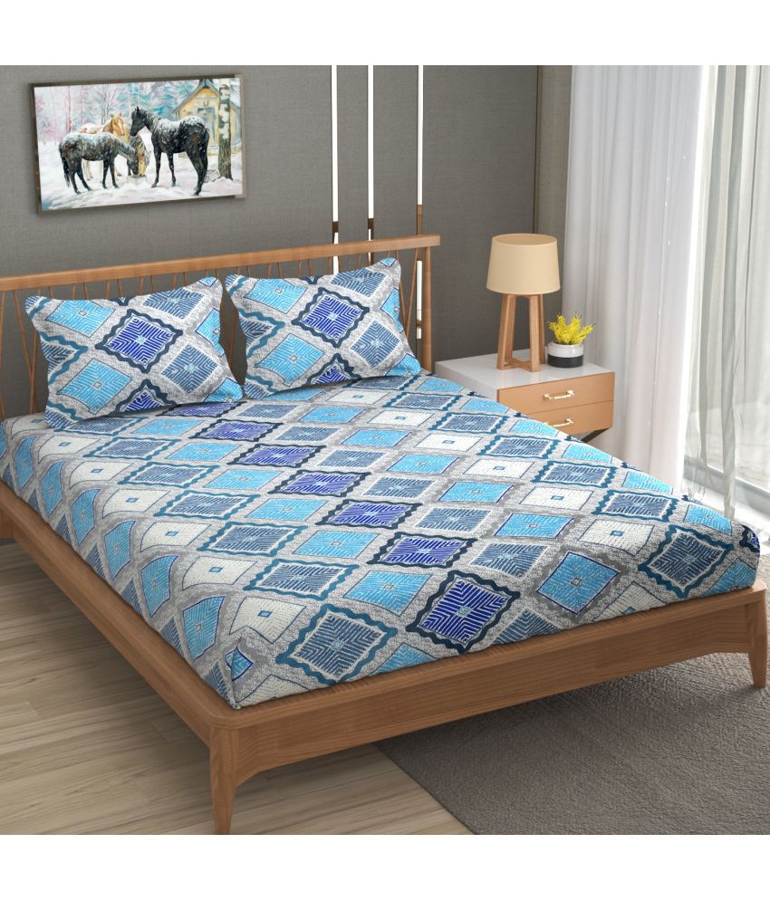    			Homefab India Microfiber Abstract Double Bedsheet with 2 Pillow Covers - Multicolor