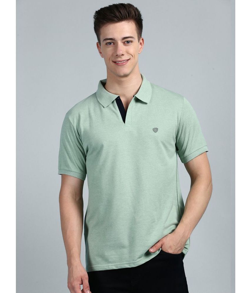     			Lux Cozi Cotton Regular Fit Self Design Half Sleeves Men's Polo T Shirt - Green ( Pack of 1 )