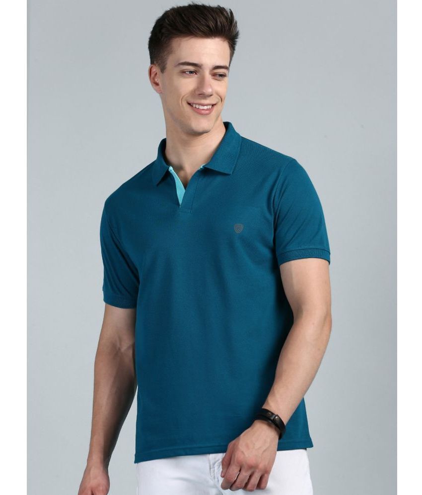     			Lux Cozi Cotton Regular Fit Solid Half Sleeves Men's Polo T Shirt - Teal Blue ( Pack of 1 )