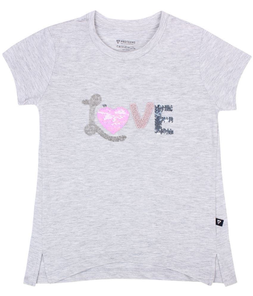     			Proteens - Gray Cotton Girls T-Shirt ( Pack of 1 )