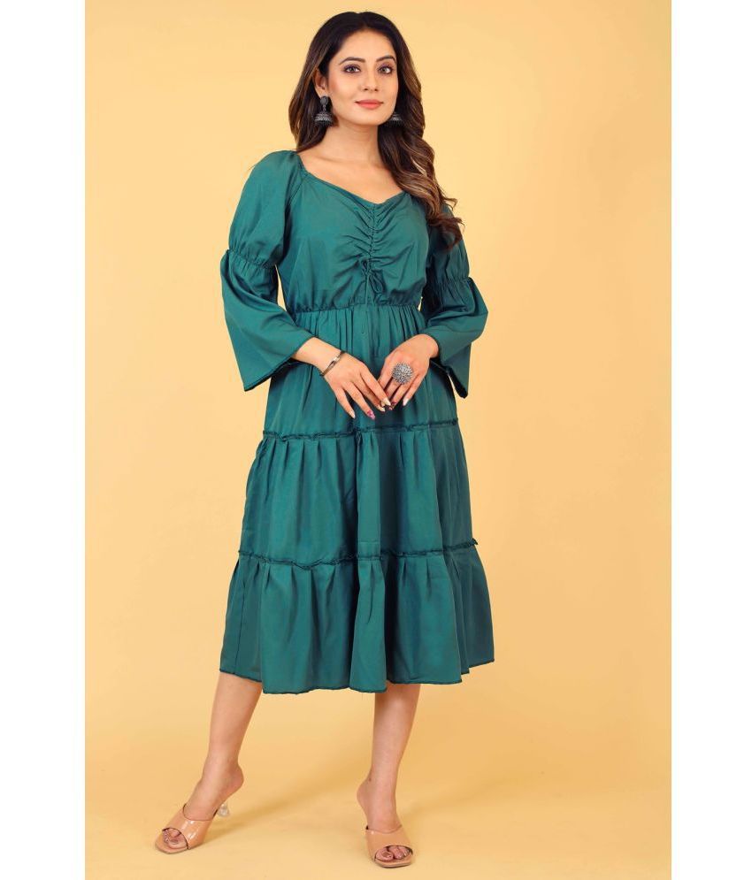     			Style Samsara - Sea Green Crepe Women's Fit & Flare Dress ( Pack of 1 )
