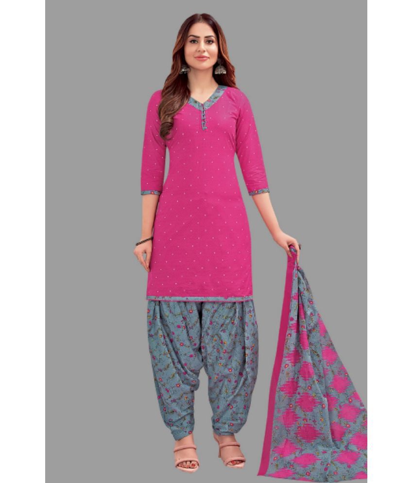     			shree jeenmata collection - Pink A-line Cotton Women's Stitched Salwar Suit ( Pack of 1 )
