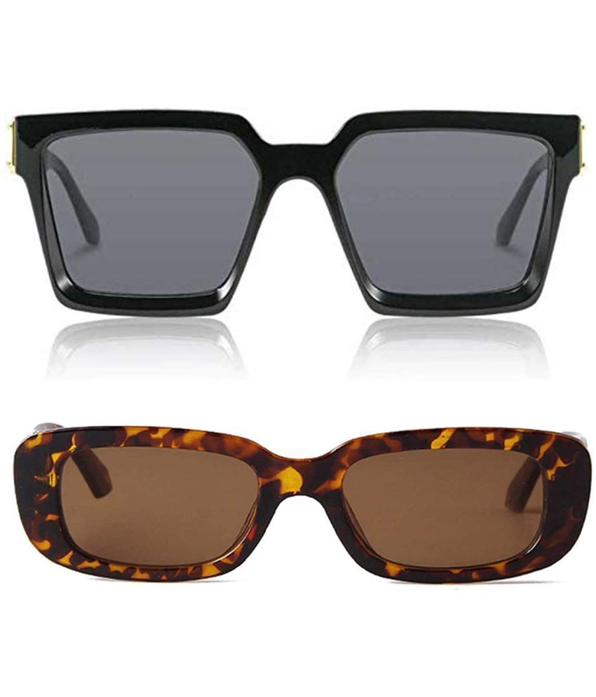     			Kanny Devis - Black Rectangular Sunglasses ( Pack of 2 )