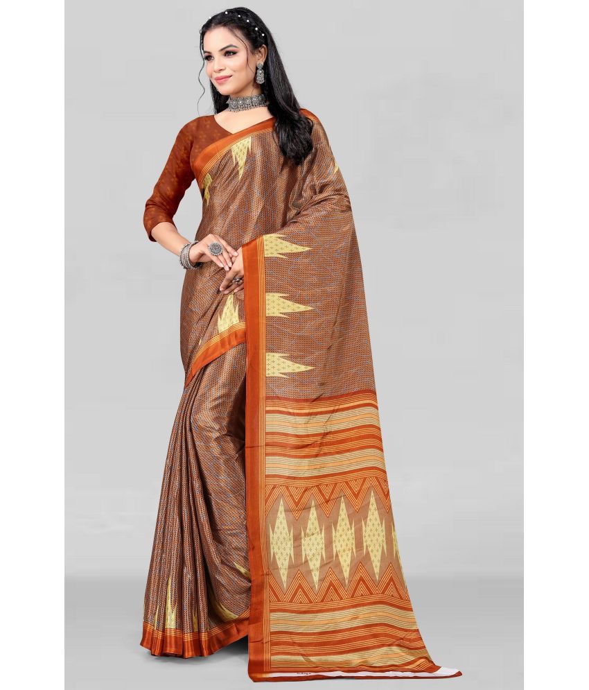     			LEELAVATI - Brown Crepe Saree With Blouse Piece ( Pack of 1 )