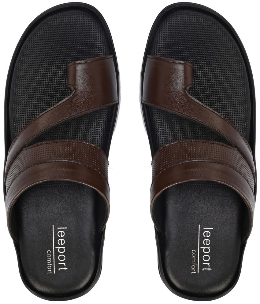     			Leeport - Brown Men's Leather Slipper