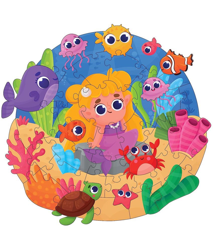     			Mini Leaves Mermaid Art Puzzle with Photo Frame Children Wall Decoration Puzzle 50 pcs Girl Puzzle 4-6 Years Old| DIY Puzzle with Unique Shapes