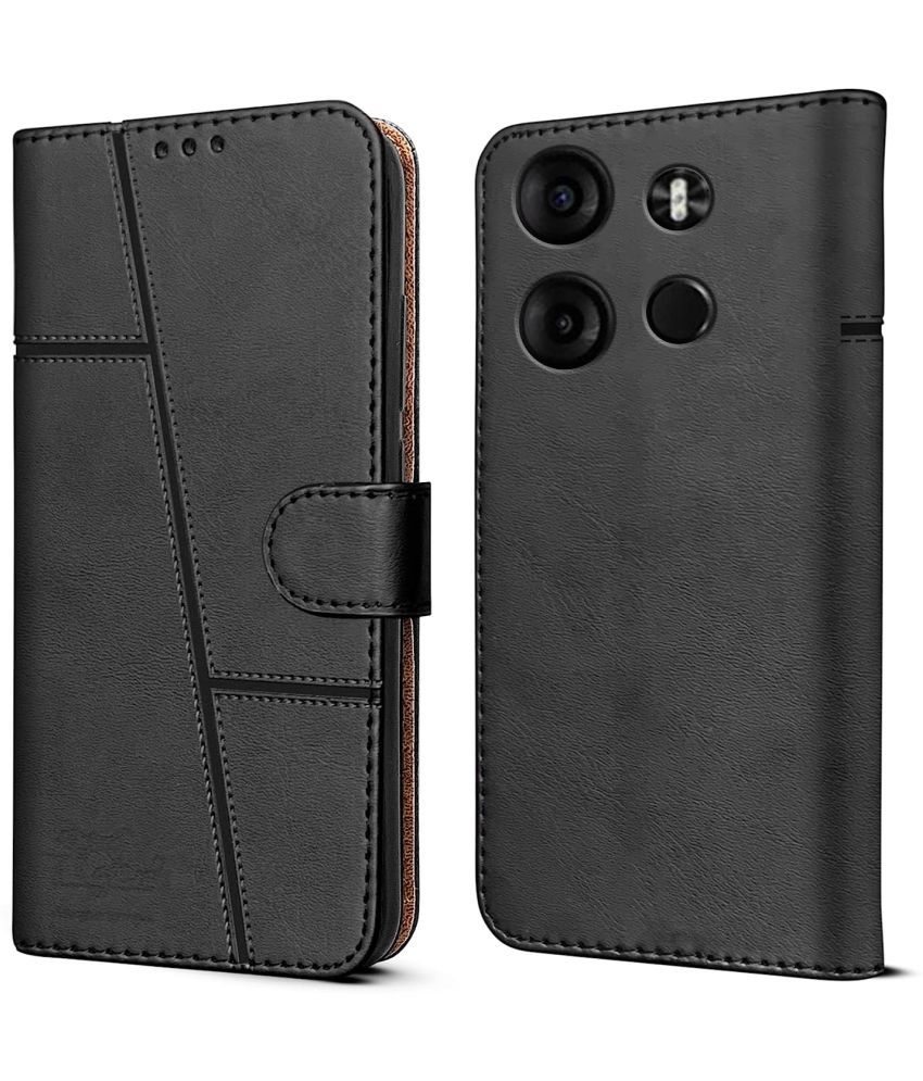     			NBOX - Black Flip Cover Artificial Leather Compatible For Tecno Spark Go 2023 ( Pack of 1 )