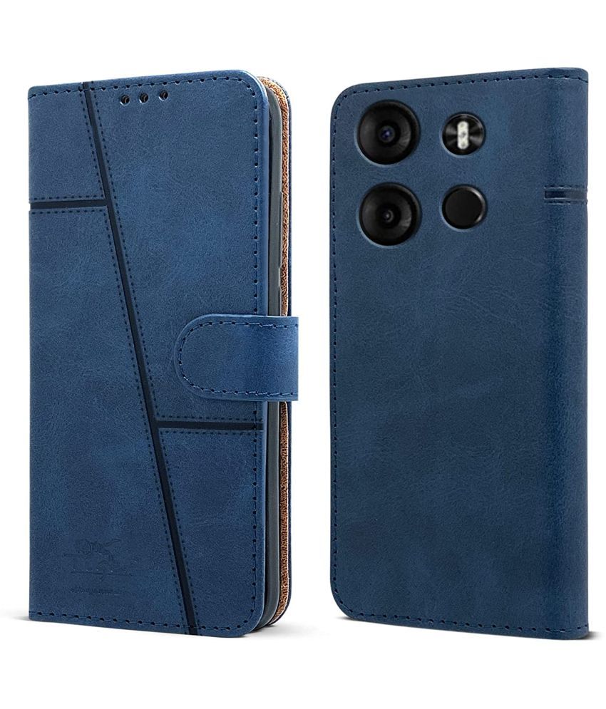     			Shining Stars - Blue Flip Cover Artificial Leather Compatible For Tecno Spark Go 2023 ( Pack of 1 )